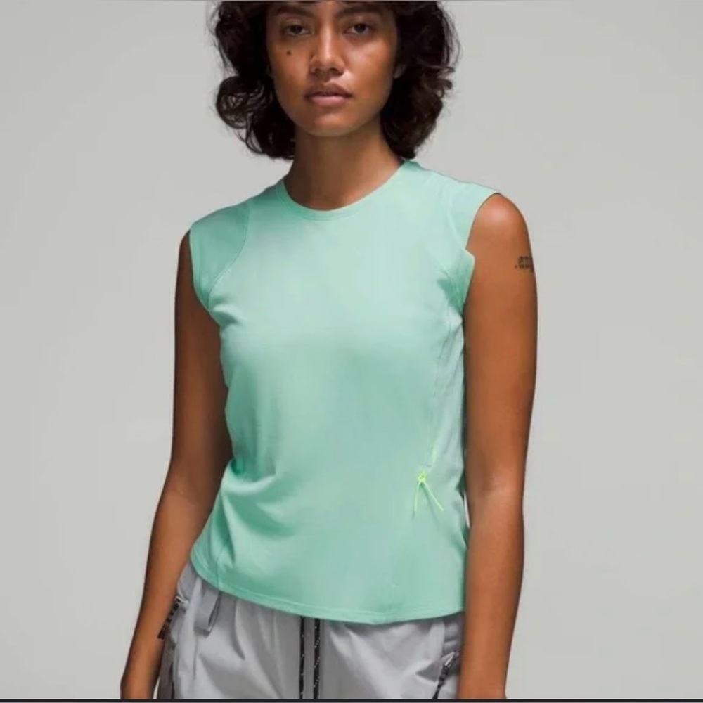 Lululemon Cap Sleeve Hiking Tank Top in Wild Mint - Picture 2 of 6